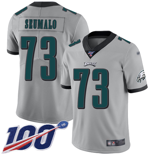 Men Philadelphia Eagles #73 Isaac Seumalo Limited Silver Inverted Legend NFL Jersey 100th Season Football->philadelphia eagles->NFL Jersey